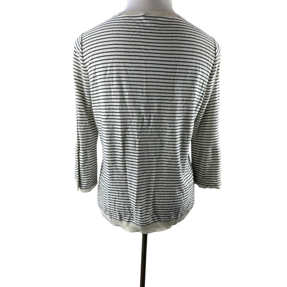 Talbots Floral Row Striped Embellished Embroidered Crewneck Sweater Plus Size 1X - Picture 3 of 12